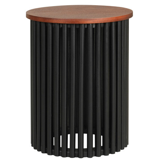 1 Piece Elegant Wooden Round Coffee Table for Living Room and Home Office-Walnut W2B