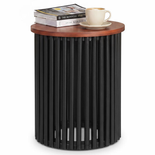 1 Piece Elegant Wooden Round Coffee Table for Living Room and Home Office-Walnut W2B