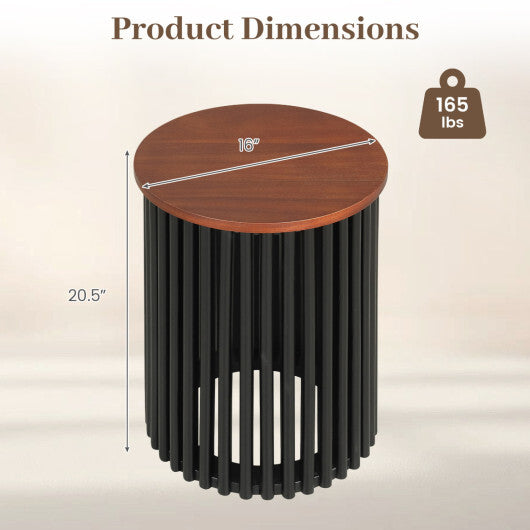 1 Piece Elegant Wooden Round Coffee Table for Living Room and Home Office-Walnut W2B