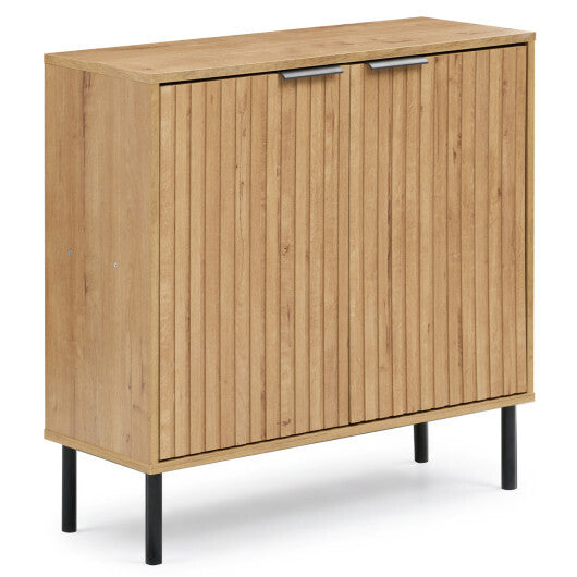 Fluted Buffet Cabinet with 2-Door Sideboard for Kitchen and Dining Room-Black W2B