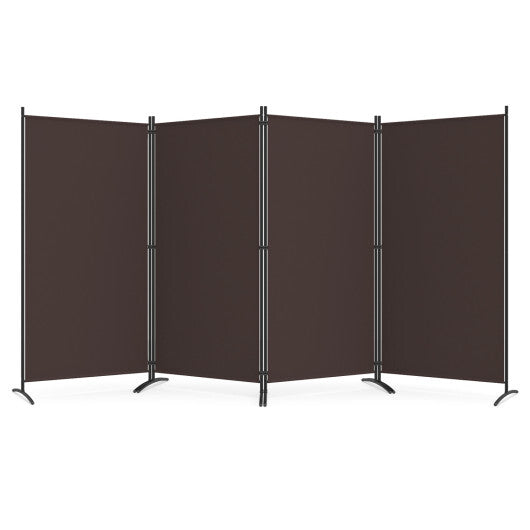 4 Panel Room Divider 6 FT Tall Folding Privacy Screen with Curved Metal Feet-Black W2B