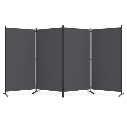 4 Panel Room Divider 6 FT Tall Folding Privacy Screen with Curved Metal Feet-Black W2B