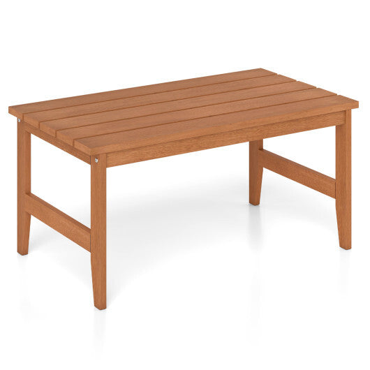 35.5" Solid Wood Outdoor Coffee Table with Rectangular Slatted Top and Teak Finish W2B