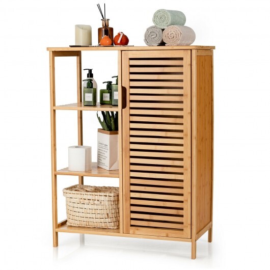 Bamboo Bathroom Storage Cabinet with Single Door-Natural - Color: Natural W2B