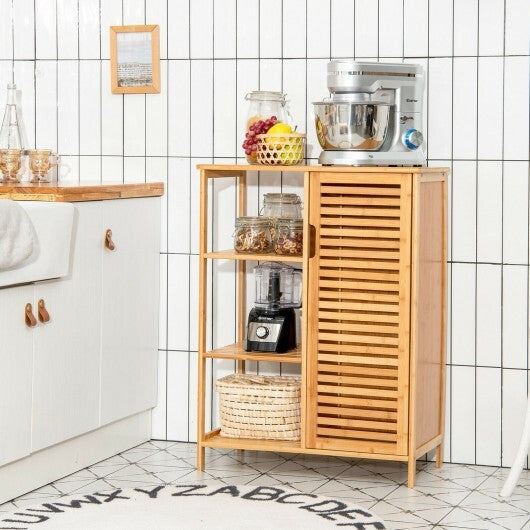 Bamboo Bathroom Storage Cabinet with Single Door-Natural - Color: Natural W2B