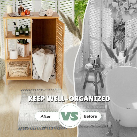 Bamboo Bathroom Storage Cabinet with Single Door-Natural - Color: Natural W2B
