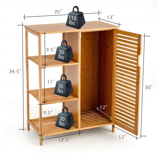 Bamboo Bathroom Storage Cabinet with Single Door-Natural - Color: Natural W2B