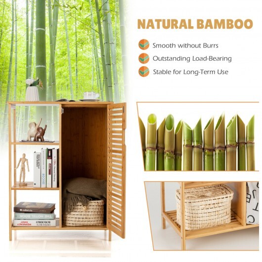Bamboo Bathroom Storage Cabinet with Single Door-Natural - Color: Natural W2B