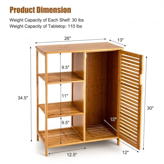 Bamboo Bathroom Storage Cabinet with Single Door-Natural W2B