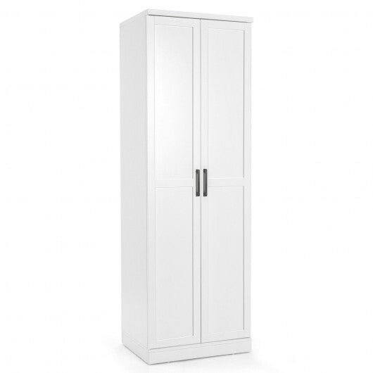 70 Inch Freestanding Storage Cabinet with 2 Doors and 5 Shelves-White