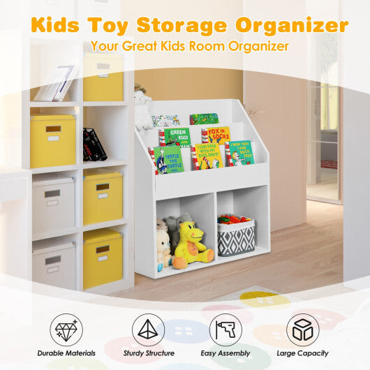 Kids Wooden Bookshelf Bookcase Children Toy Storage Cabinet Organizer-White W2B
