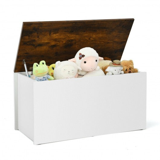 Flip-top Storage Chest with Self-hold Cover and Pneumatic Rod-White - Color: White W2B