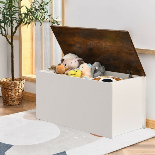 Flip-top Storage Chest with Self-hold Cover and Pneumatic Rod-White - Color: White W2B