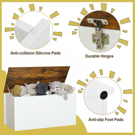 Flip-top Storage Chest with Self-hold Cover and Pneumatic Rod-White