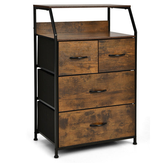 Freestanding Cabinet Dresser with Wooden Top Shelves-M