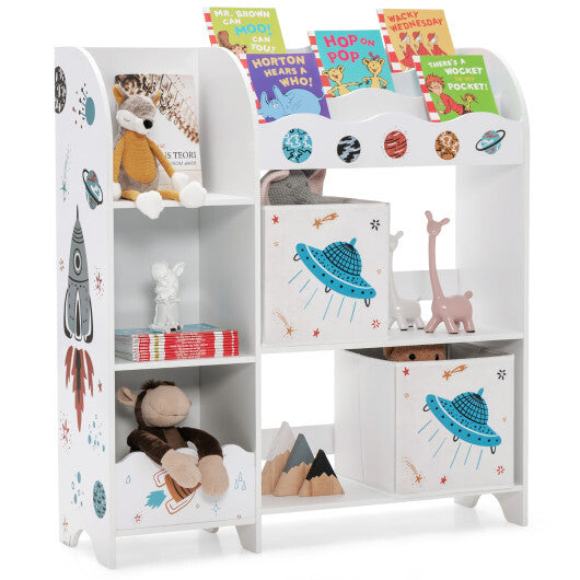 Kids Toy and Book Organizer Children with Storage Bins - Color: White W2B