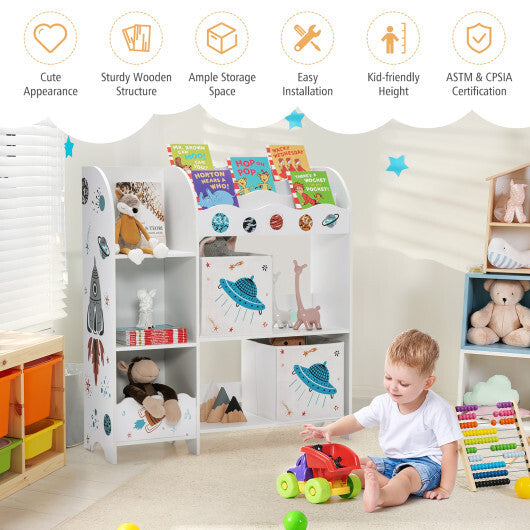 Kids Toy and Book Organizer Children with Storage Bins - Color: White W2B