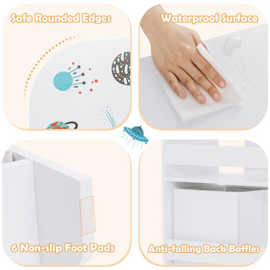 Kids Toy and Book Organizer Children with Storage Bins - Color: White W2B