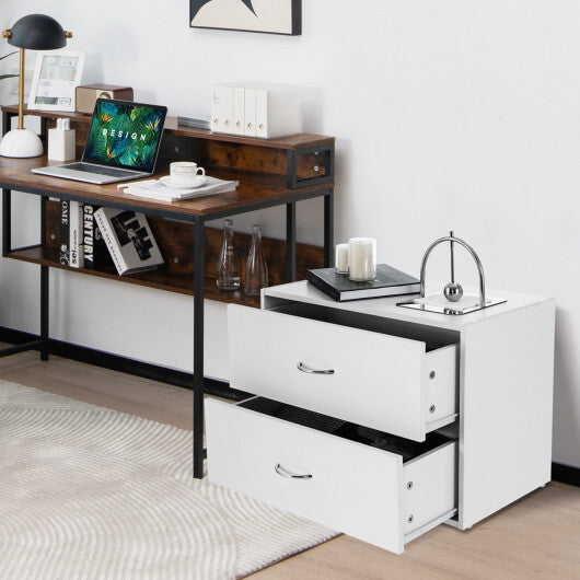 2-Drawer Stackable Horizontal Storage Cabinet Dresser Chest with Handles-Espresso W2B