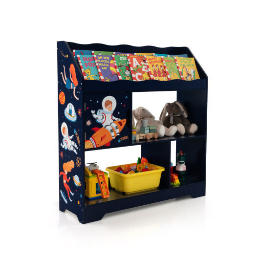 Kids Toy Storage Organizer with Book Shelf and Storage Cabinet-Navy - Color: Navy W2B