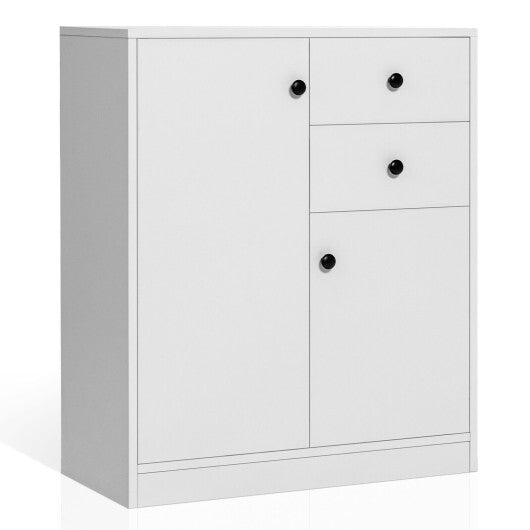 2 Door Storage Base Cabinet with 3-Tier Shelf-White W2B
