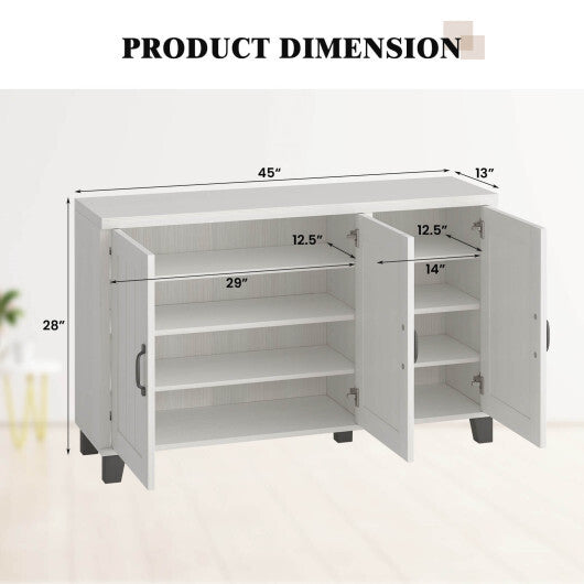 3-Door Buffet Sideboard with Adjustable Shelves and Anti-Tipping Kits-Brown