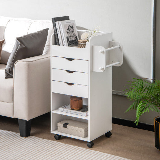 Utility Trolley with Open Shelves and 3 Drawers-Rustic Brown W2B