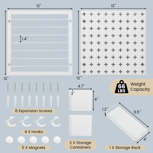 Pegboard Combination Kit Combination Wall Organizer with Magnets and Hooks W2B