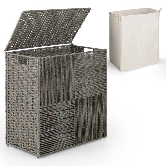 29 Gallons Laundry Hamper with Convenient Handles and Removable Liner Bag-Gray W2B