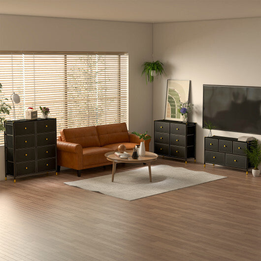 Floor Dresser Storage Organizer with 5/6/8 Drawers with Fabric Bins and Metal Frame-8-Drawer