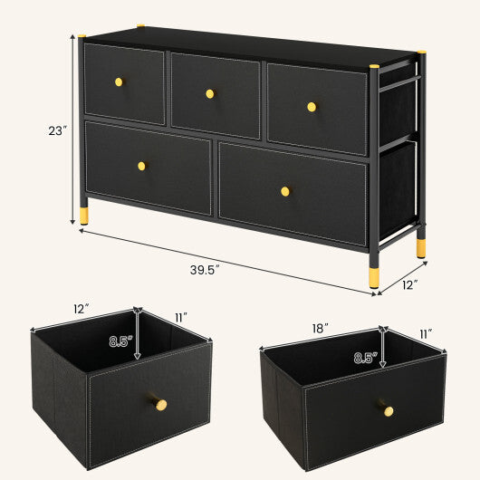 Floor Dresser Storage Organizer with 5/6/8 Drawers with Fabric Bins and Metal Frame-8-Drawer