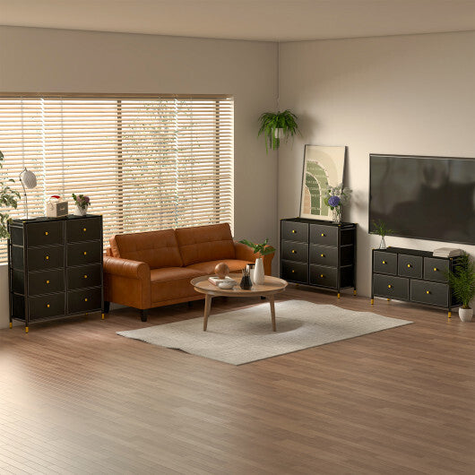 Floor Dresser Storage Organizer with 5/6/8 Drawers with Fabric Bins and Metal Frame-8-Drawer