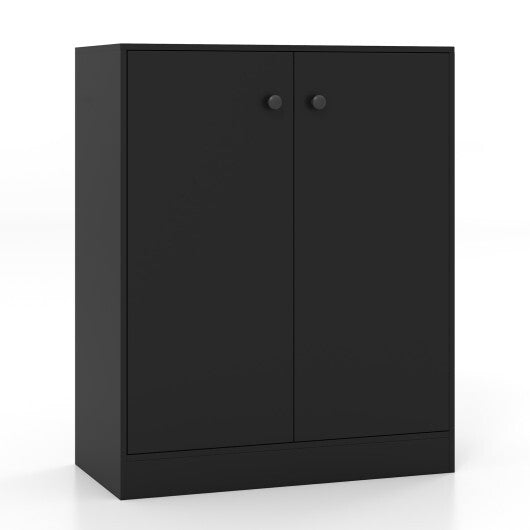 2-Door Modern Floor Storage Cabinet with 3-Tier Shelf-Brown W2B