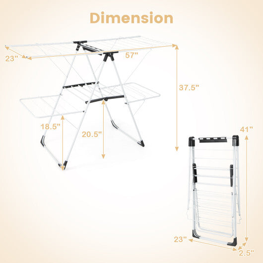 2-level Laundry Drying Rack with Height Adjustable Wings W2B