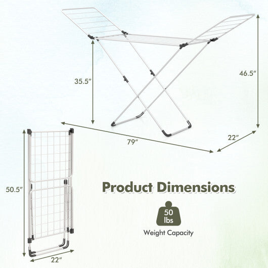 Folding Clothes Drying Rack with Adjustable Wings for Indoor and Outdoor Use W2B