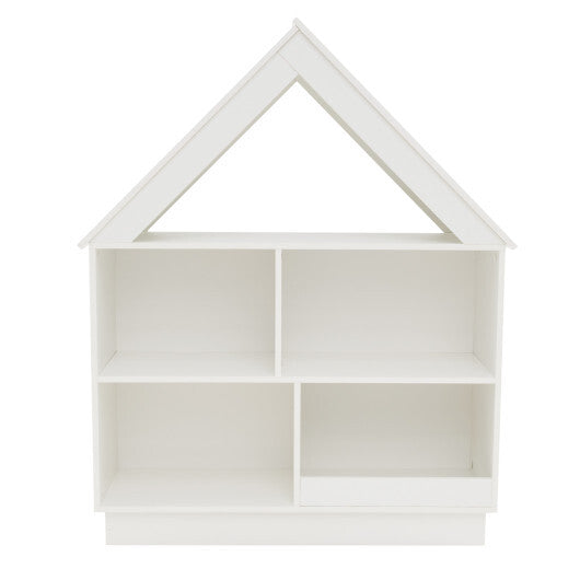 3-Tier House-Shaped Toy Storage Organizer with Open Shelves-White