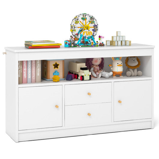 Kids Toy Storage Organizer with Open Shelf and 2 Drawers for Playroom-White