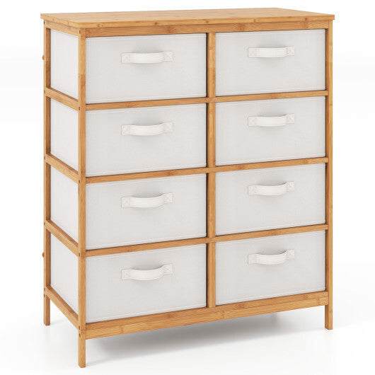 8 Drawers Dresser with Removable Fabric Bins for Bedroom-Beige