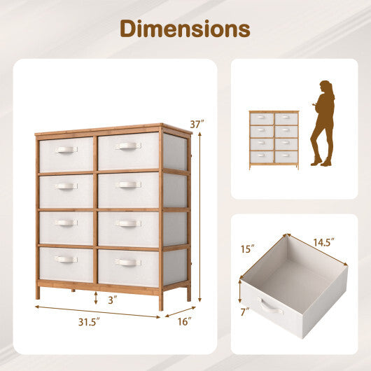 8 Drawers Dresser with Removable Fabric Bins for Bedroom-Beige