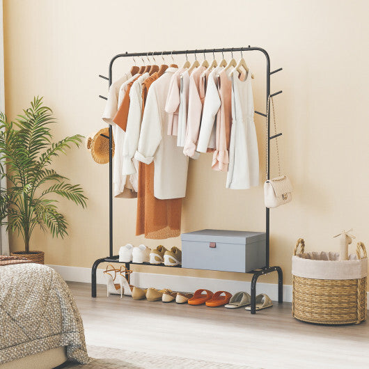 Heavy Duty Clothes Rack 50-Inch Wide Metal Garment Wardrobe Rack-Black