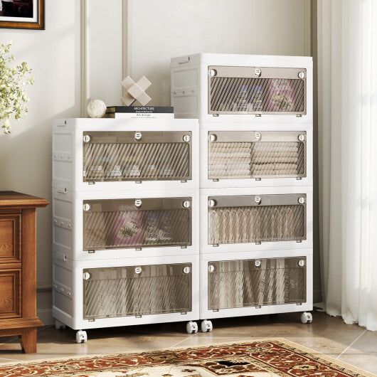 44 Gal 4-Pack Stackable Plastic Storage Bins with Lid for Bedroom Living Room-White W2B