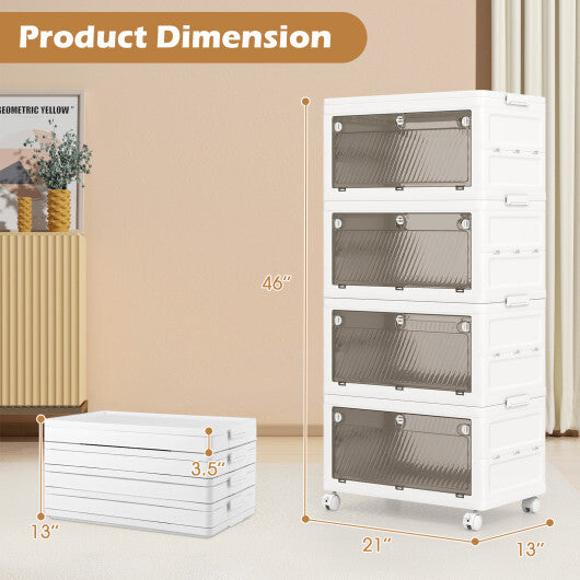 44 Gal 4-Pack Stackable Plastic Storage Bins with Lid for Bedroom Living Room-White W2B