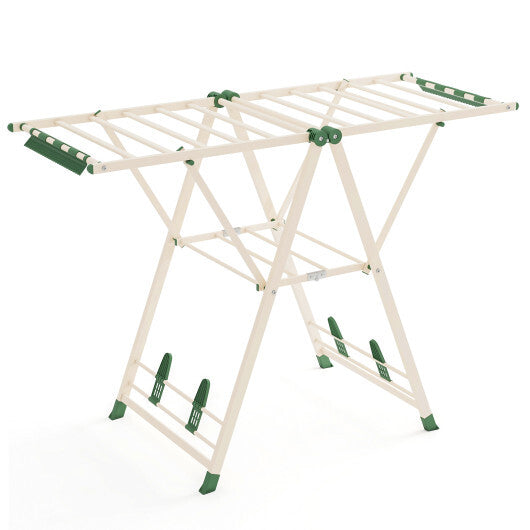 Clothes Drying Rack with Height Adjustable Wings-Beige