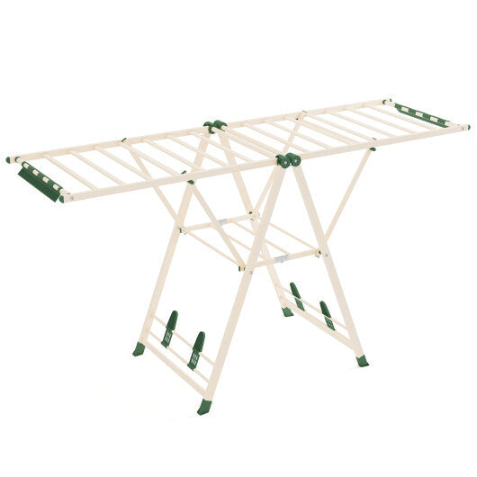 72.5 Inches Clothes Drying Rack with Height Adjustable Wings-Beige