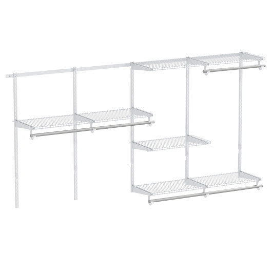 Closet System 4-8 FT Wall-Mounted Closet Shelves and Rod-Gray