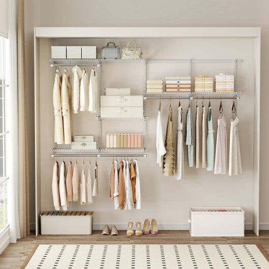 Closet System 4-8 FT Wall-Mounted Closet Shelves and Rod-Gray