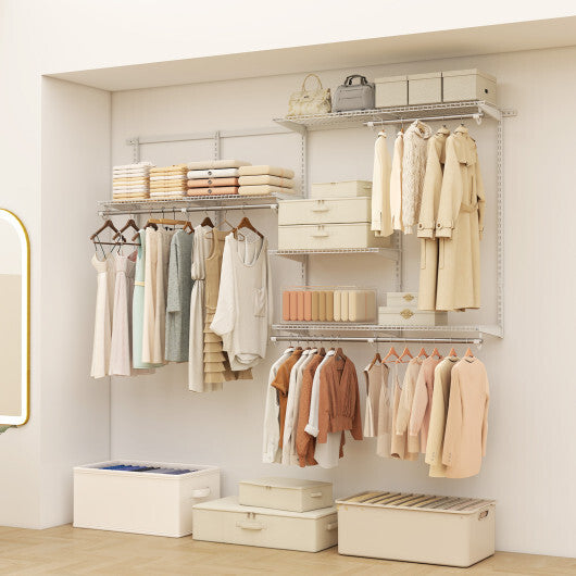 Closet System 4-8 FT Wall-Mounted Closet Shelves and Rod-Gray