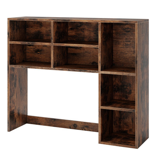 Desktop Bookshelf with 7 Open Cubbies and 3 Adjustable Shelves-Brown W2B