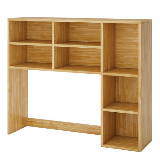 Desktop Bookshelf with 7 Open Cubbies and 3 Adjustable Shelves-Brown W2B