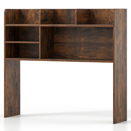 Desktop Bookshelf Countertop Storage Hutch with 6 Shelves-Rustic Brown W2B